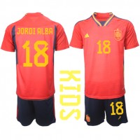 Dres Španjolska Jordi Alba #18 Domaci za djecu SP 2022 Kratak Rukav (+ kratke hlače)